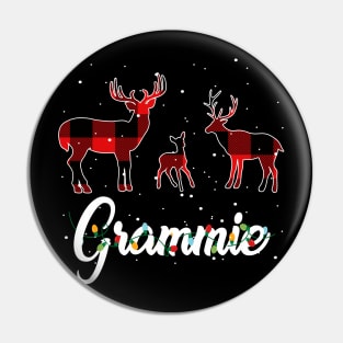 Grammie Reindeer Plaid Pajama Shirt Family Christmas Pin