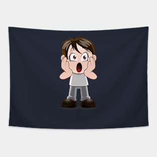 Surprised cute boy Tapestry