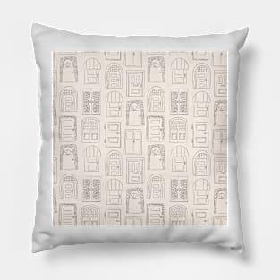 Seamless pattern. Collection of old door icon Pillow