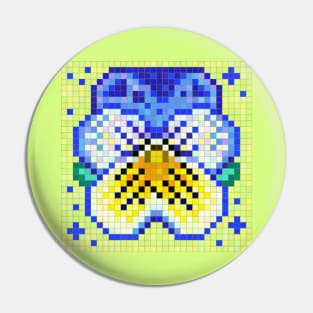 Celestial Blue And Yellow Pansy Pixel Art Pin