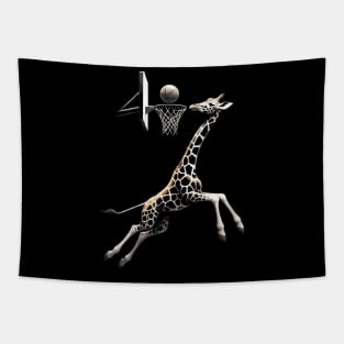 funny giraffe  basketball slam dunked Tapestry