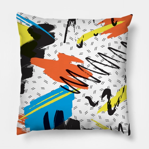 Retro Memphis 80s Pattern Design Pillow by DankFutura