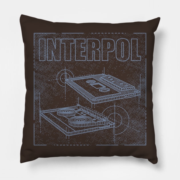 Interpol Technical Drawing Pillow by Vector Empire