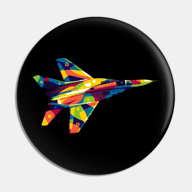 MiG-29A in Pop Art Pin by wpaprint