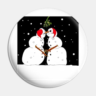 Kissing Snowmen Pin