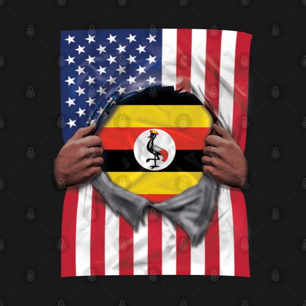 Uganda Flag American Flag Ripped - Gift for Ugandan From Uganda by Country Flags