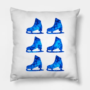 Watercolor Figure Skates (Blue) Pillow