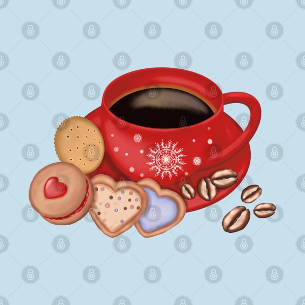 Christmas Coffee Mug And Cookies. by Kisby