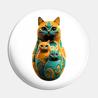 Matryoshka Meow: Colorful Cat Stack Pin