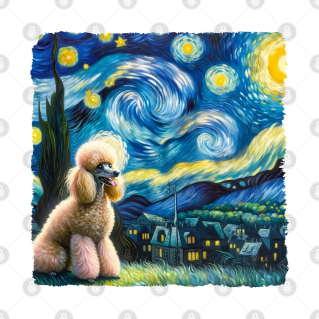 Starry Poodle Dog Portrait - Pet Portrait by starry_night