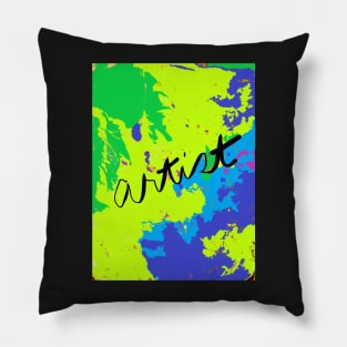 ARTIST: painted in blues and greens Pillow