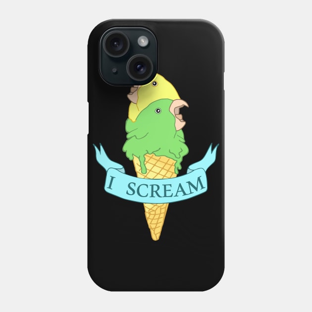 I scream Ice cream Yellow and Green parrotlet Phone Case by FandomizedRose