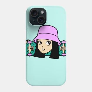 Cool Skater Girl with Bucket Hat Phone Case