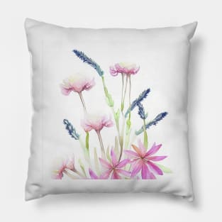 Blue Watercolor Flower Pillow