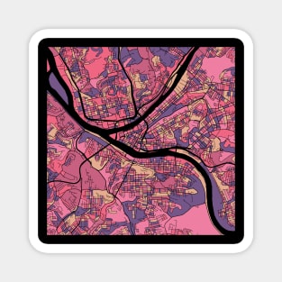 Pittsburgh Map Pattern in Purple & Pink Magnet