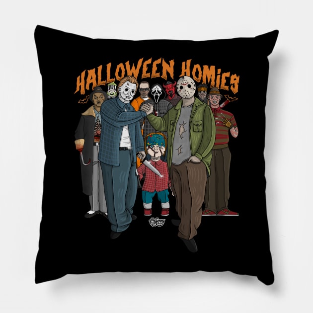 Halloween Homies Pillow by The Art of Sammy Ruiz