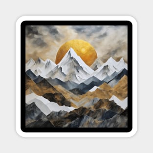 Golden Sun over Mountain Peaks Magnet