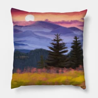 Mountainscape Digital Painting Pillow