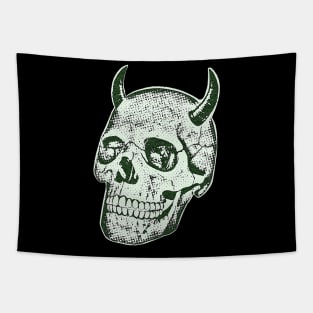 Horned Skull In Green Tapestry