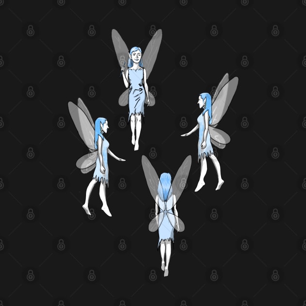 Blue Fairies Cluster on Blue by Elizabeths-Arts