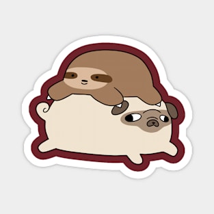 Little Sloth and Pug Magnet