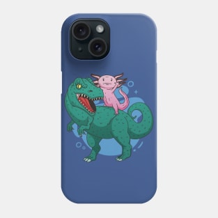 Axolotl Riding a T-Rex Phone Case