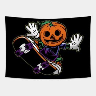 Halloween pumpkin skate Tapestry