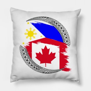 Tribal line Art / Philippines and Canada Flag Pillow