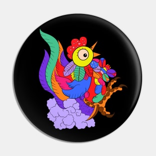 Colorful abstract happy chicken Pin