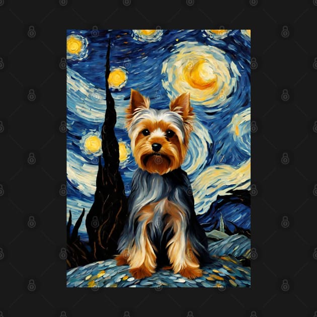 Dog Breed in a Van Gogh Starry Night Art Style Yorkshire Terrier Yorkie by Art-Jiyuu