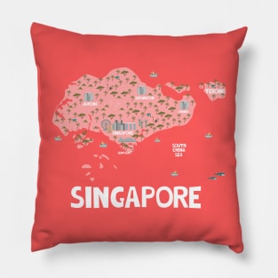 Singapore Illustrated Map Pillow