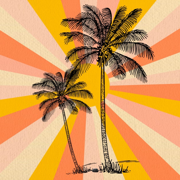 Vintage palm trees with sun Kids T-Shirt by Nano-none