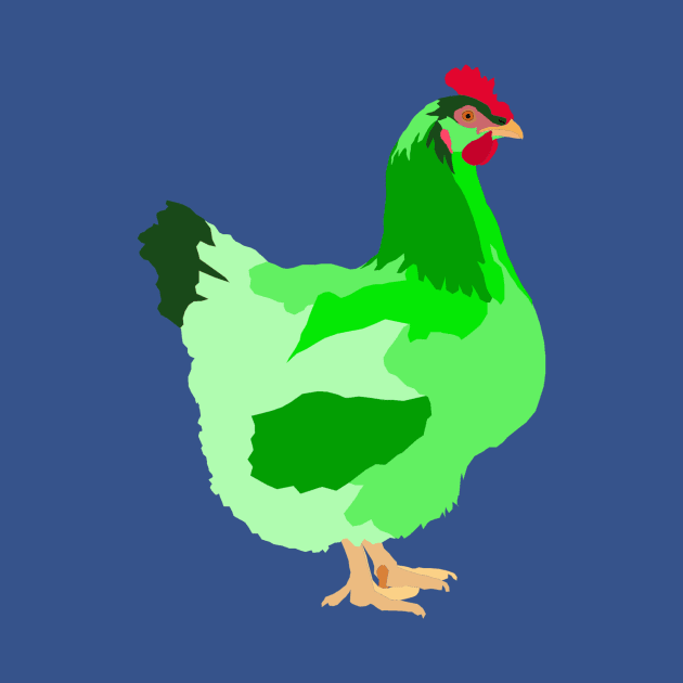 Green Backyard Chicken by KA Textiles and Designs