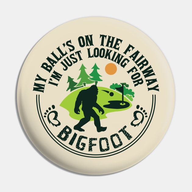 Golf and Bigfoot Pin by jslbdesigns