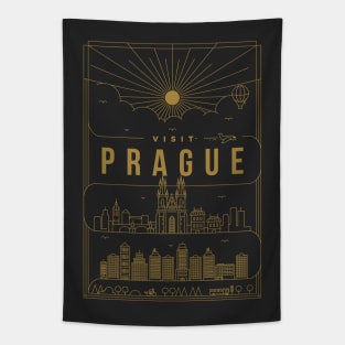 Prague Minimal Lineal Poster Tapestry