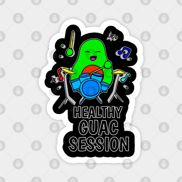 Healthy Quac Session - Funny Avocado Cute Clipart Veggies - Musical Beats Drummer Magnet by MaystarUniverse