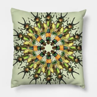 green bugs mandala Pillow