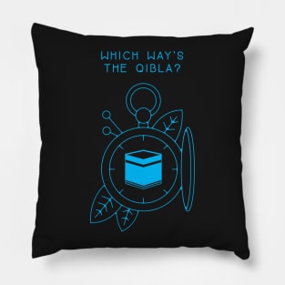 Which Way's The Qibla? Light Blue Pillow