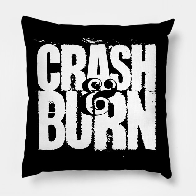 Crash and Burn on a Dark Background Pillow by Puff Sumo