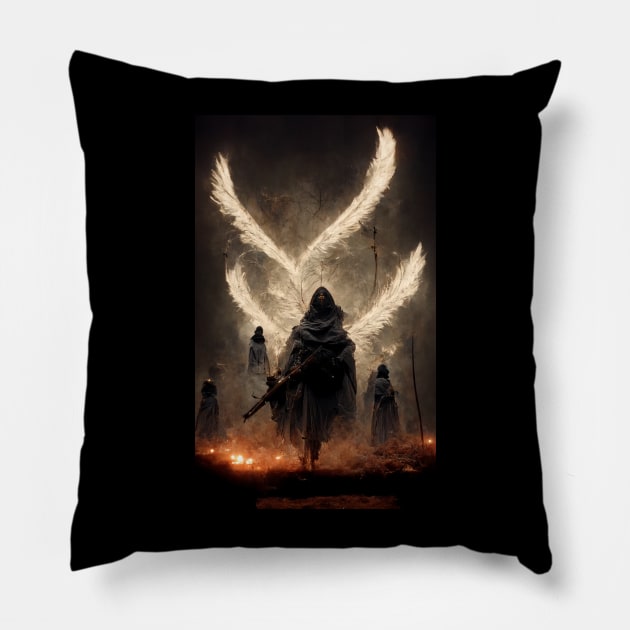 Fallen Angel With Savage Weapons Pillow by BarrySullivan