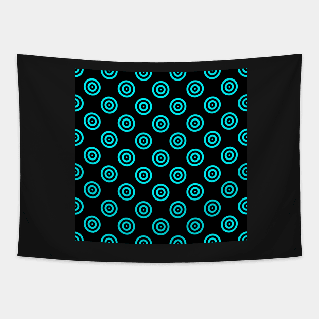 Neon Aqua Concentric Circles Tapestry by CraftyCatz