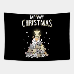 Meowy Christmas Funny Christmas Sweater Tapestry