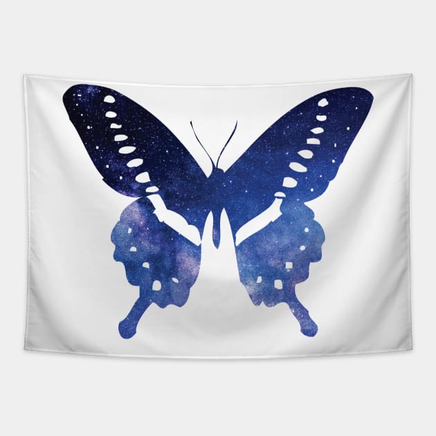 Blue Galaxy Butterfly Tapestry by Rebekah Thompson
