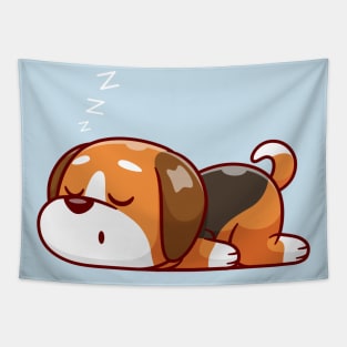 Cute Dog Sleeping Cartoon Tapestry