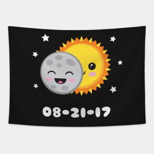 2017 Solar Eclipse Cute Kawaii Sun & Moon Cartoon Tapestry