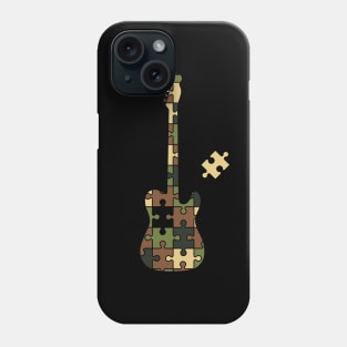 Camouflage Puzzle T-Style Electric Guitar Silhouette Phone Case