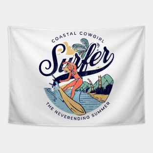 Coastal Cowgirl Surfer Tapestry