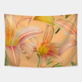 Tiger Lilies on Peach Repeat 5748 Tapestry