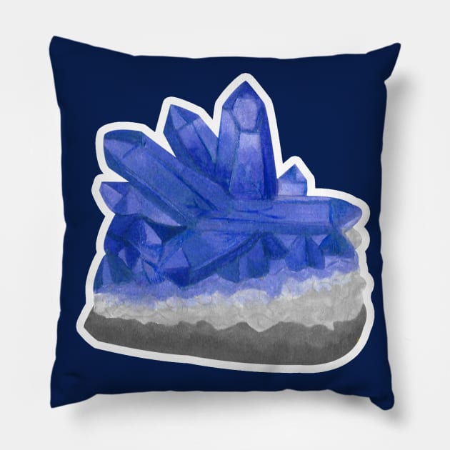 Blue Sapphire Birthstone Raw Crystal Pillow by Penny Passiflora Studio