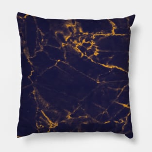 Iridescent Blue and Golden Marble Texture Pillow